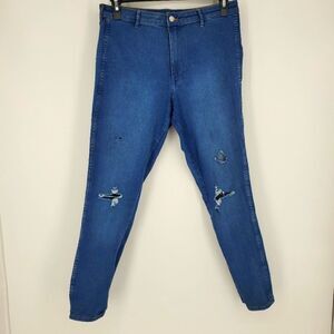 H&M Skinny High Waist Ankle Length Destroyed Medium Wash Jean Size 33